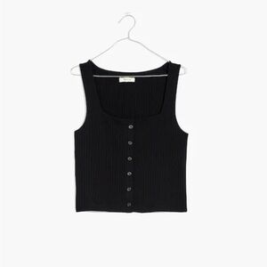 Madewell Black Ribbed Button-Front Tank Top